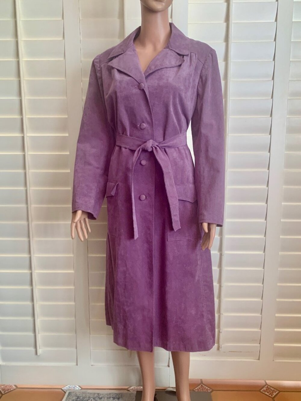 Vintage Nat Kaplan Couture Purple Suede Trench Coat